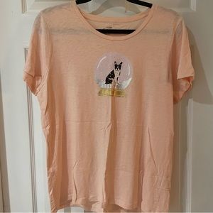 J.Crew Boston Terrier Snow Globe Short Sleeve Top